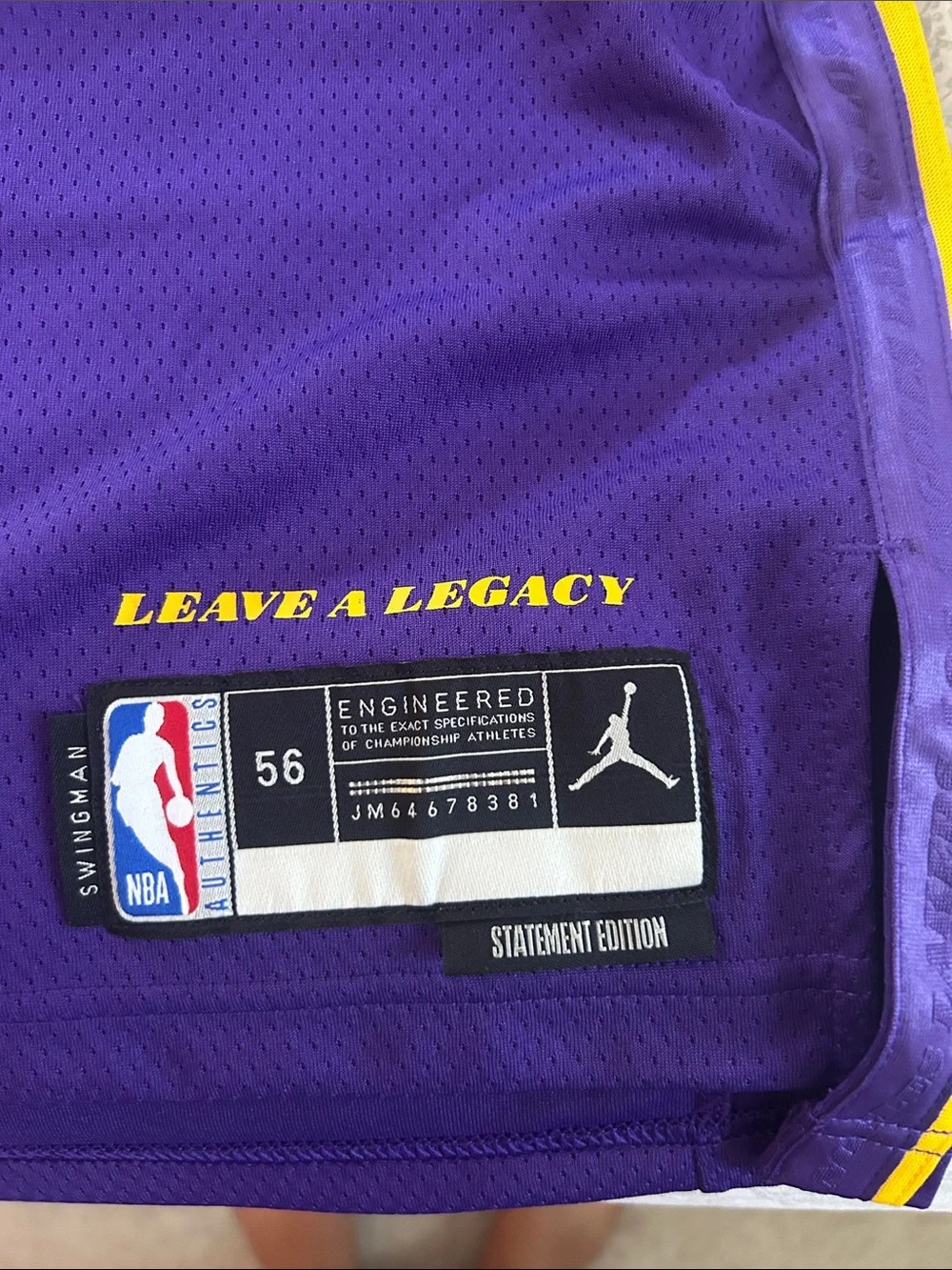 Jordan Los Angeles Lakers Purple and Yellow #23 Basketball Jersey